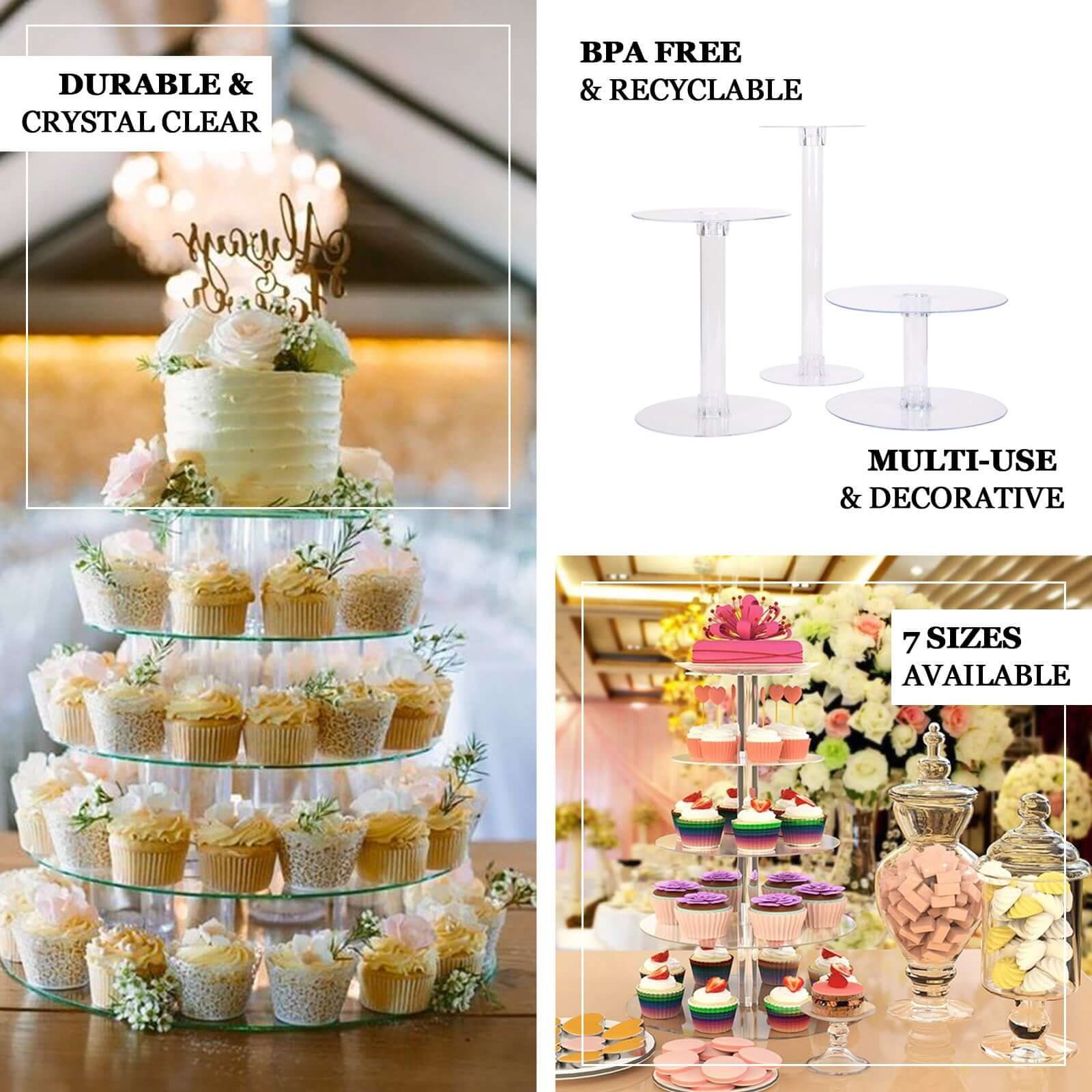 Acrylic Round DIY Cake Stand Plate Clear - Customized Tiered Dessert Display Holder for Treats Appetizers & Snacks 12" - Linen Luxes