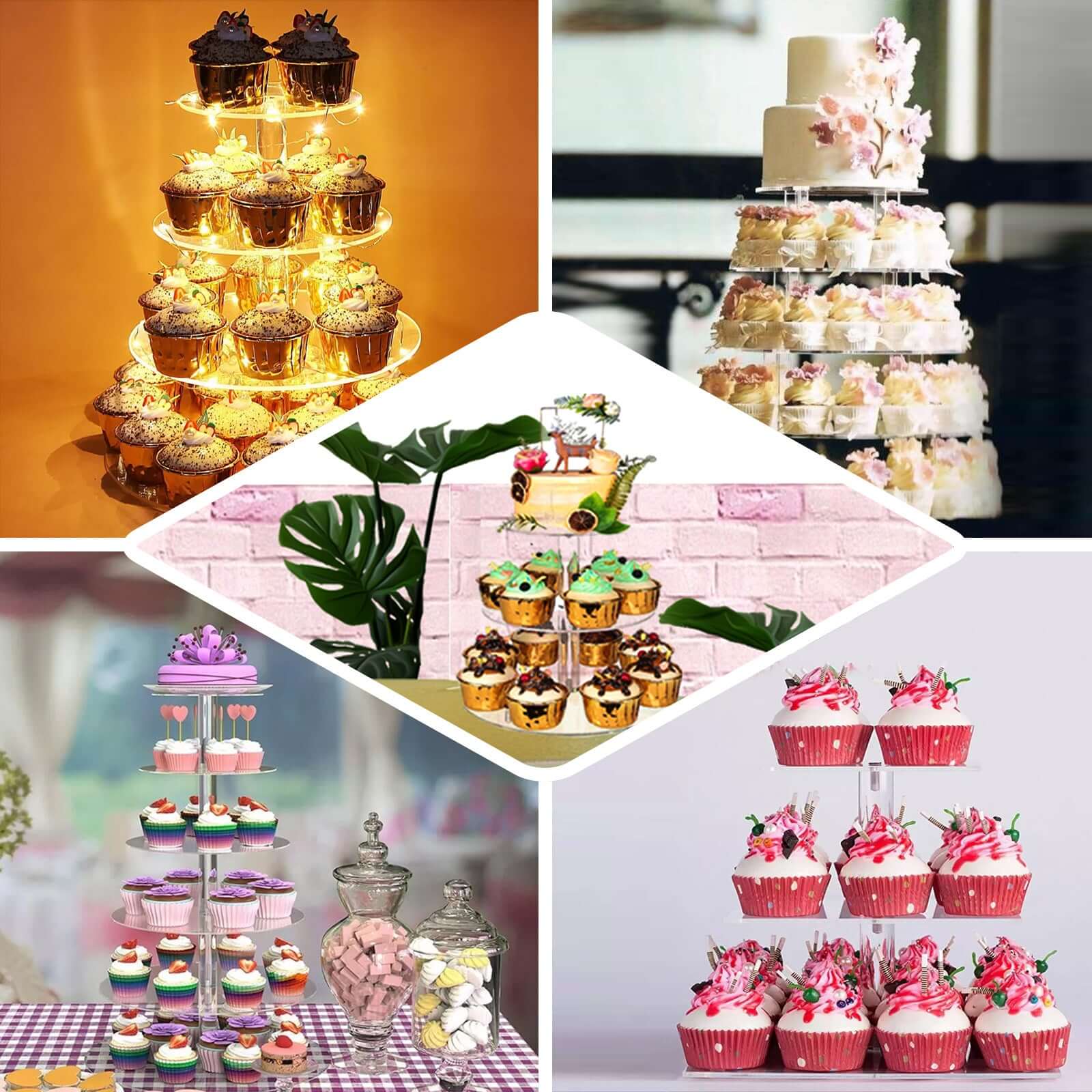 Acrylic Round DIY Cake Stand Plate Clear - Customized Tiered Dessert Display Holder for Treats Appetizers & Snacks 12" - Linen Luxes