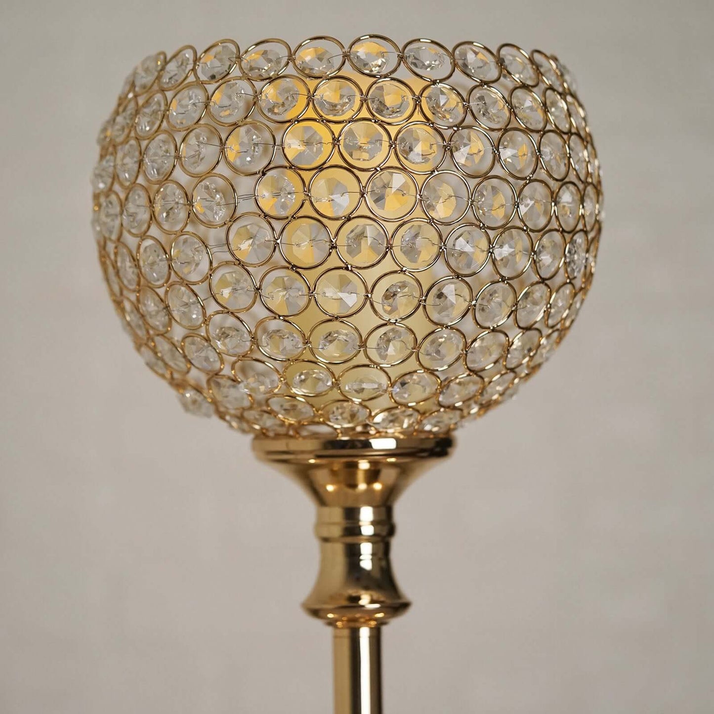 Acrylic Votive Candle Holder Crystal Goblet Design Gold - Table Centerpiece for Weddings 37" - Linen Luxes