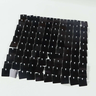 Shiny Black Square Sequin Shimmer Wall Party Photo Backdrop, 24sq.ft Active Spangle Wall Art DÃ©cor Panels - 24 Panels