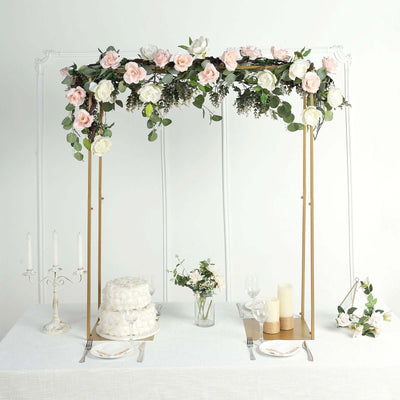 Adjustable Flower Arch Gold Metal Over-The-Table Frame - Wedding Display 48" Tall