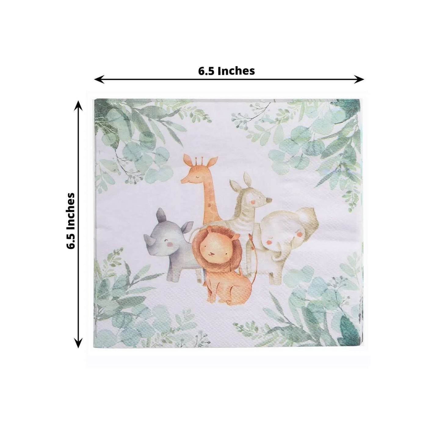 20-Pack Paper Beverage Napkins with Safari Animal Print - Jungle Theme 2 Ply Disposable Party Napkins 6.5"x6.5" 18GSM