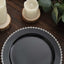 10-Pack Black Plastic Dessert Plates â€“ 8" Round with Silver Beaded Rim, Disposable for Parties & Events