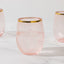 12-Pack Plastic Wine Tumblers Transparent Blush with Gold Rim - Reusable Drinkware 12oz
