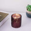 6-Pack Mercury Glass Candle Holders Burgundy Palm Leaf Design - Votive Tealight Holders for Events