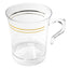 8-Pack Plastic Coffee Mugs Clear with Gold Stripes - Sturdy Disposable Cups for Coffee and Tea 8oz 3.5"