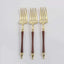 24-Pack Plastic Dessert Forks with Roman Column Handle Gold/Brown - European Style Disposable Utensils 6"