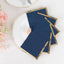 50-Pack Paper Beverage Napkins Navy Blue with Gold Foil Edge - 2 Ply Disposable Soft 18GSM Cocktail Napkins 5"x5"