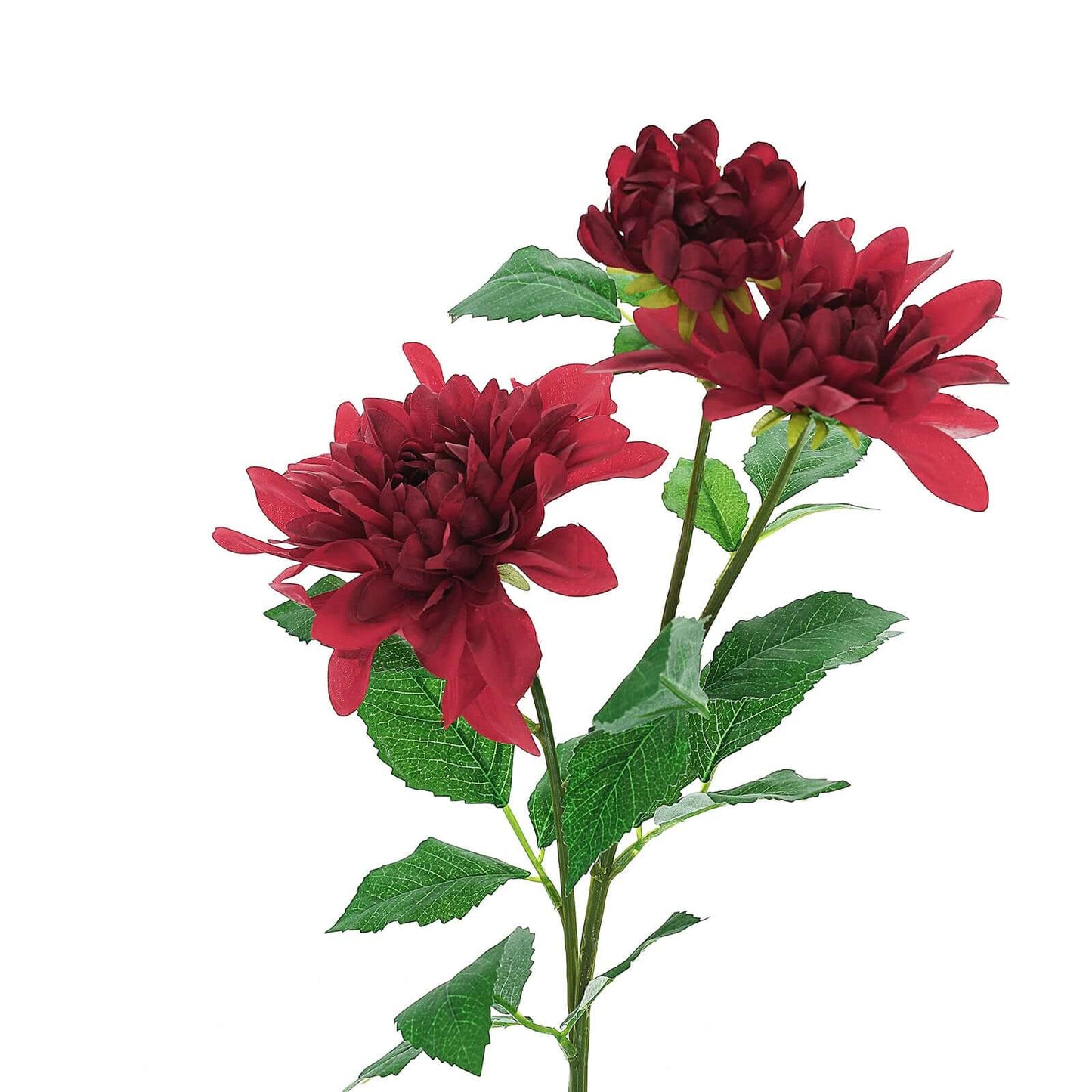 30" Tall Burgundy Artificial Dahlia Silk Flower Stems, Faux Floral Spray