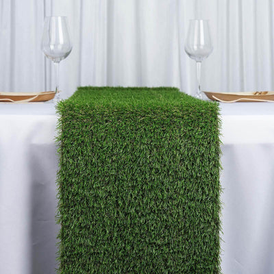 Artificial Grass 9ft Table Runner Green - Durable & All Weather Tabletop Decor - Linen Luxes
