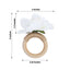 4 Pack White Silk Jasmine Flower Napkin Rings with Wooden Holder, Rustic Boho Serviette Buckles with Artificial Flowers