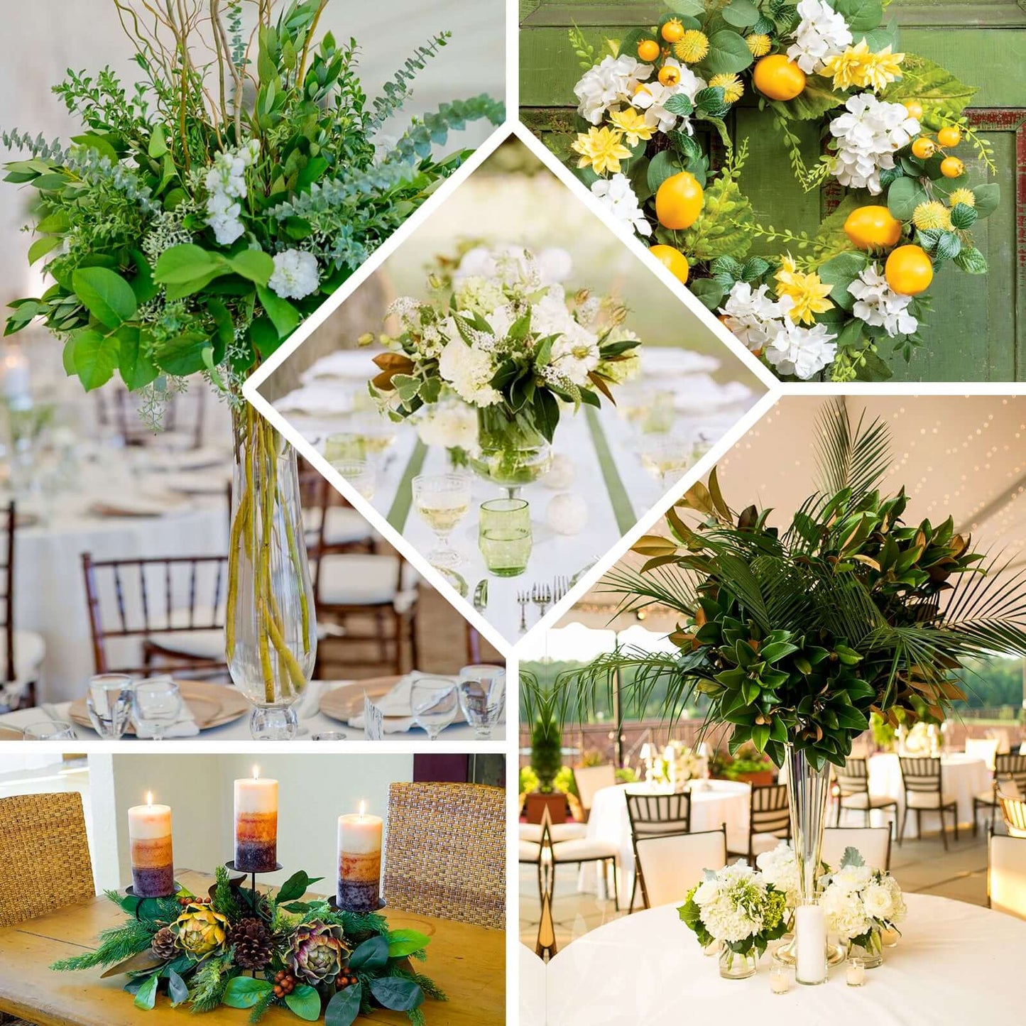 2 Stems 26" Green Artificial Lemon Leaf Branches Faux Greenery Plant