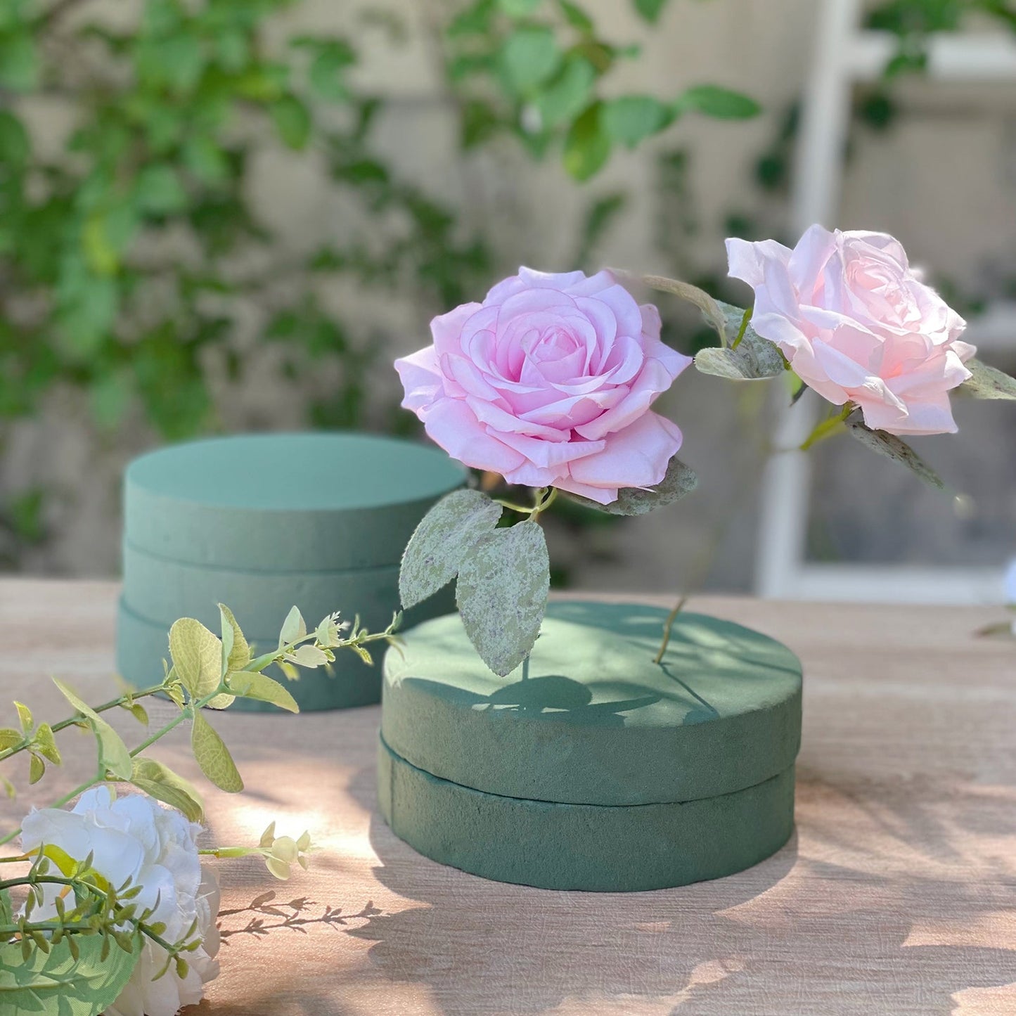 6 Pack Green Large Floral Foam Blocks for Artificial Flowers, 6" Round Wet Styrofoam Bricks Artificial Flower Arrangement Craft Supplies
