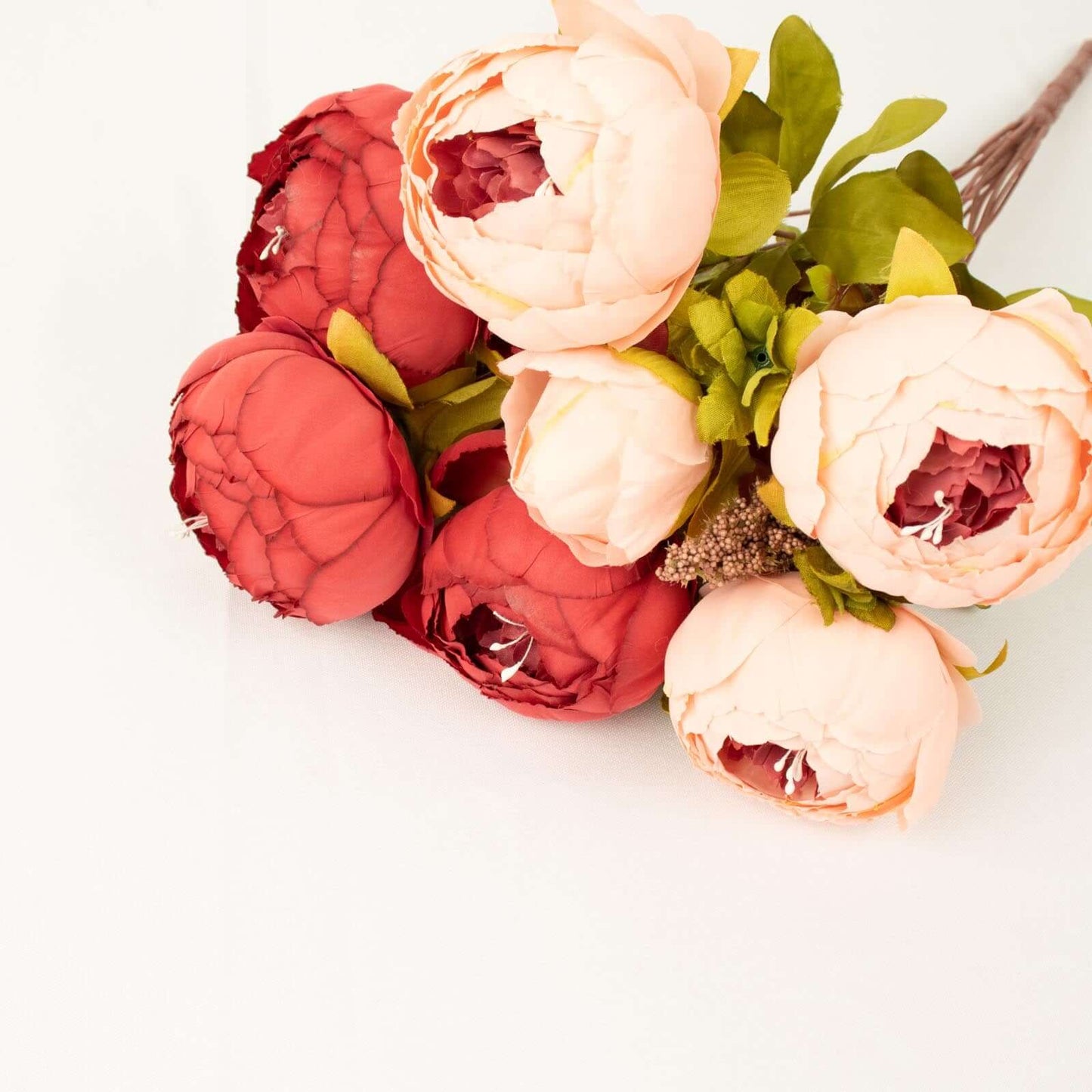 2 Pack 19" Burgundy Dusty Rose Artificial Peony Flower Wedding Bouquets, Faux Silk Flower Arrangements