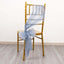 5 Pack Crinkled Organza Chair Sashes Dusty Blue with Shimmer Chiffon Layers - Stylish Sheer Decor