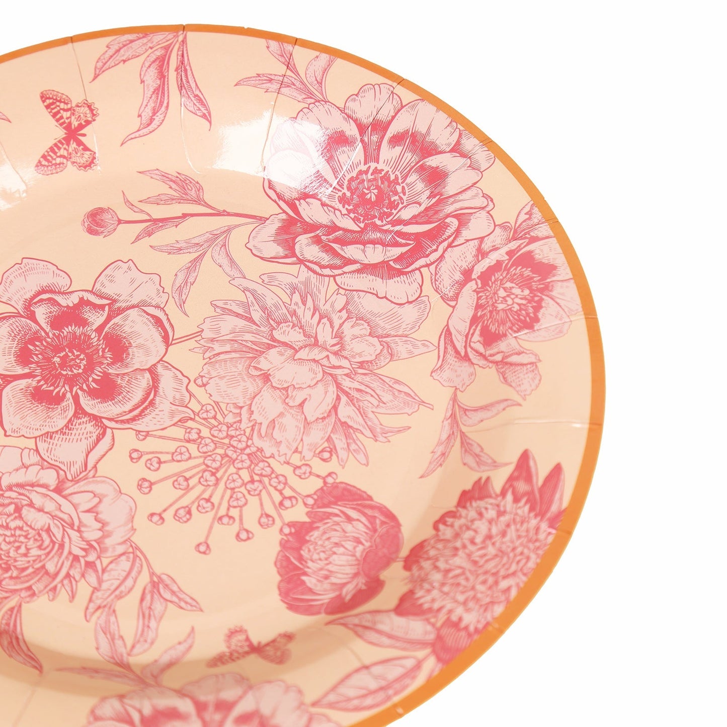 50-Pack Paper Round Dessert and Dinner Plates in Dusty Rose Spring Floral Print with Gold Rim for Table Decor 7", 9"