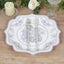 25-Pack Paper Dessert Plates in White with Lavender Lilac Damask Floral Print & Scallop Rim - Stylish Disposable 300GSM Floral Salad Appetizer Plates 8"