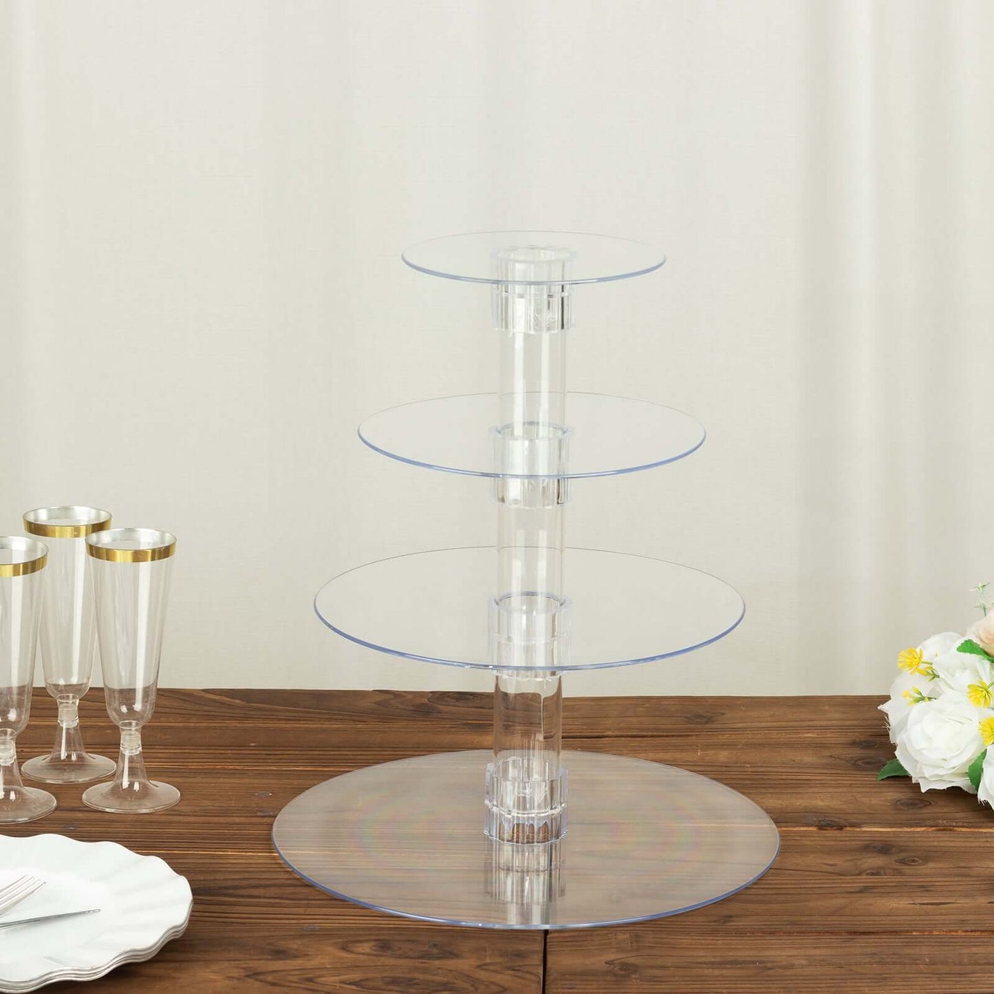 4-Tier Acrylic Round Cupcake Stand Clear - Buffet Party Tables 14"