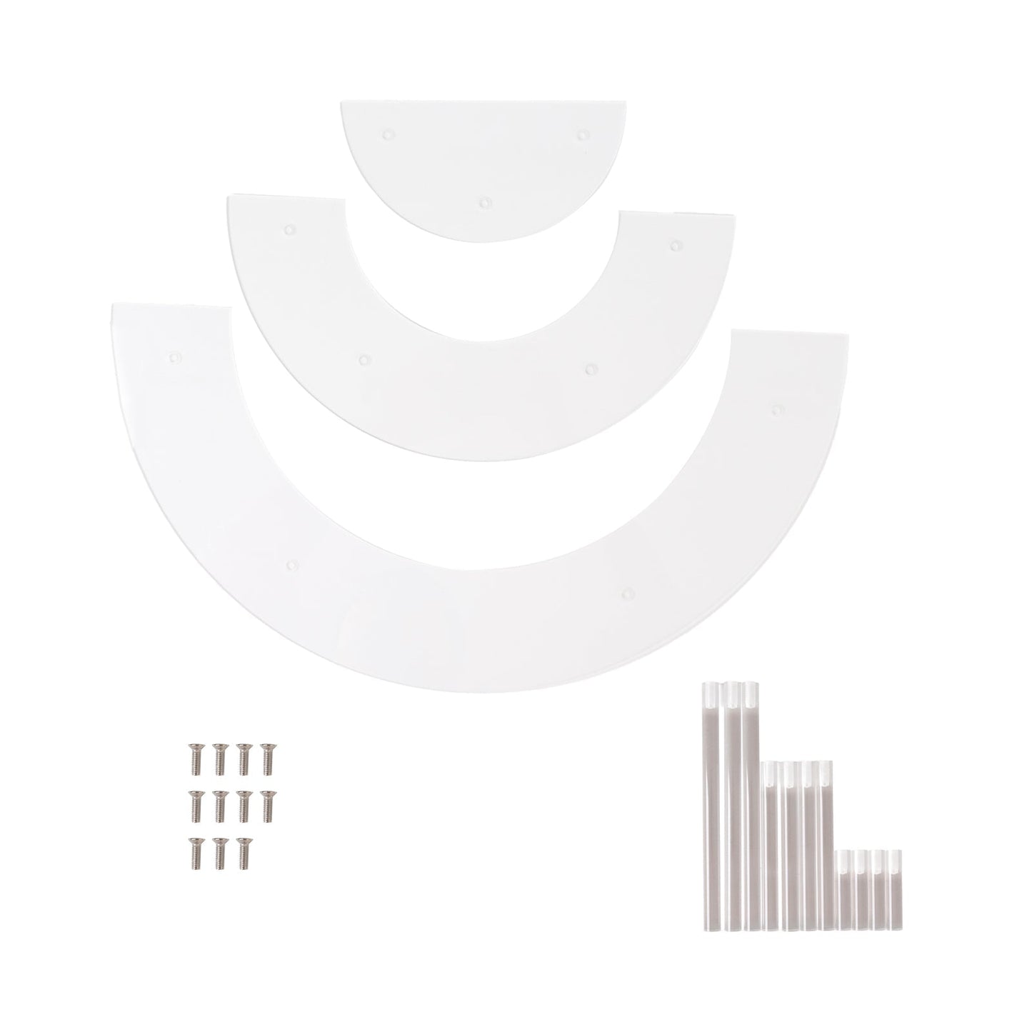 Set of 3 Acrylic Half-Moon Display Riser Stands â€“ 3-Tier Clear Dessert Pedestal for Cakes, Collectibles & Figurines - 7",13",18"