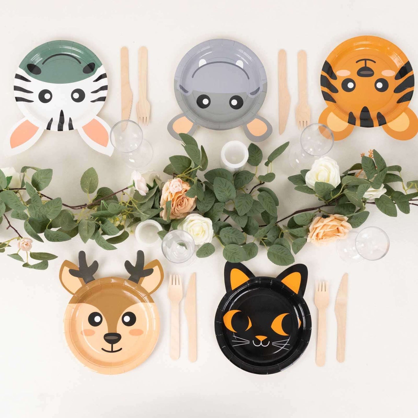 Set of 25 Paper 7" Round Plates Assorted Animal Print - Appetizer Dessert Party Plates for Themed Events