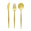 24-Pack Plastic Flatware Set in Gold - Heavy Duty Disposable Modern Silverware 8"