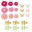 Set of 21 Tissue Paper Flowers Pom Poms Decor Kit â€“ Blush Pink 3D Chrysanth Floral Wall Decor with Butterflies & Olive Leaves - 8",10",12"