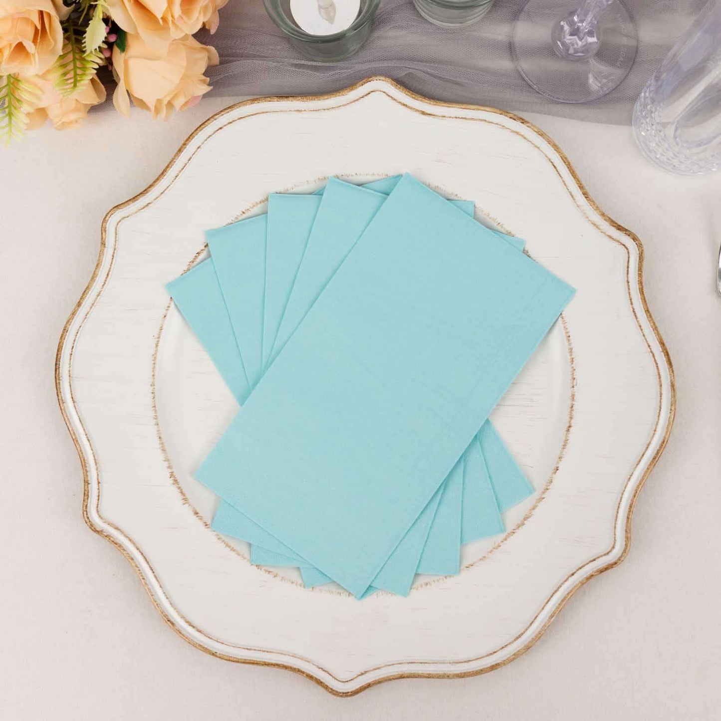 50-Pack Paper Napkins Baby Blue - Soft Disposable 2-Ply Dinner Napkins for Weddings
