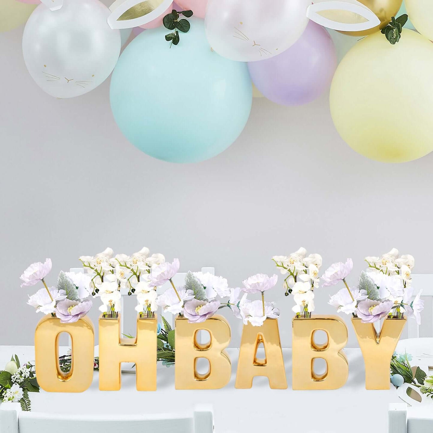 Shiny Ceramic Vase Letter "D" Gold Plated - Chic Bud Planter Pot for Events & Decor 6"