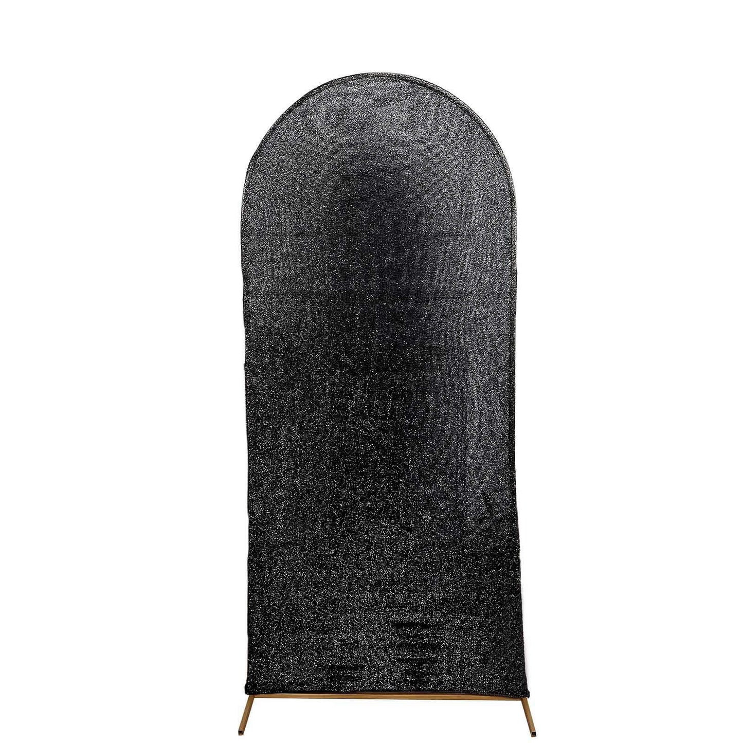 6ft Black Shimmer Tinsel Spandex Chiara Backdrop Stand Cover For Fitted Round Top Wedding Arch
