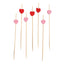 100-Pack Bamboo Cocktail Sticks Heart Design Eco Friendly Red/Pink - Biodegradable Fruit Appetizer Party Picks 5"