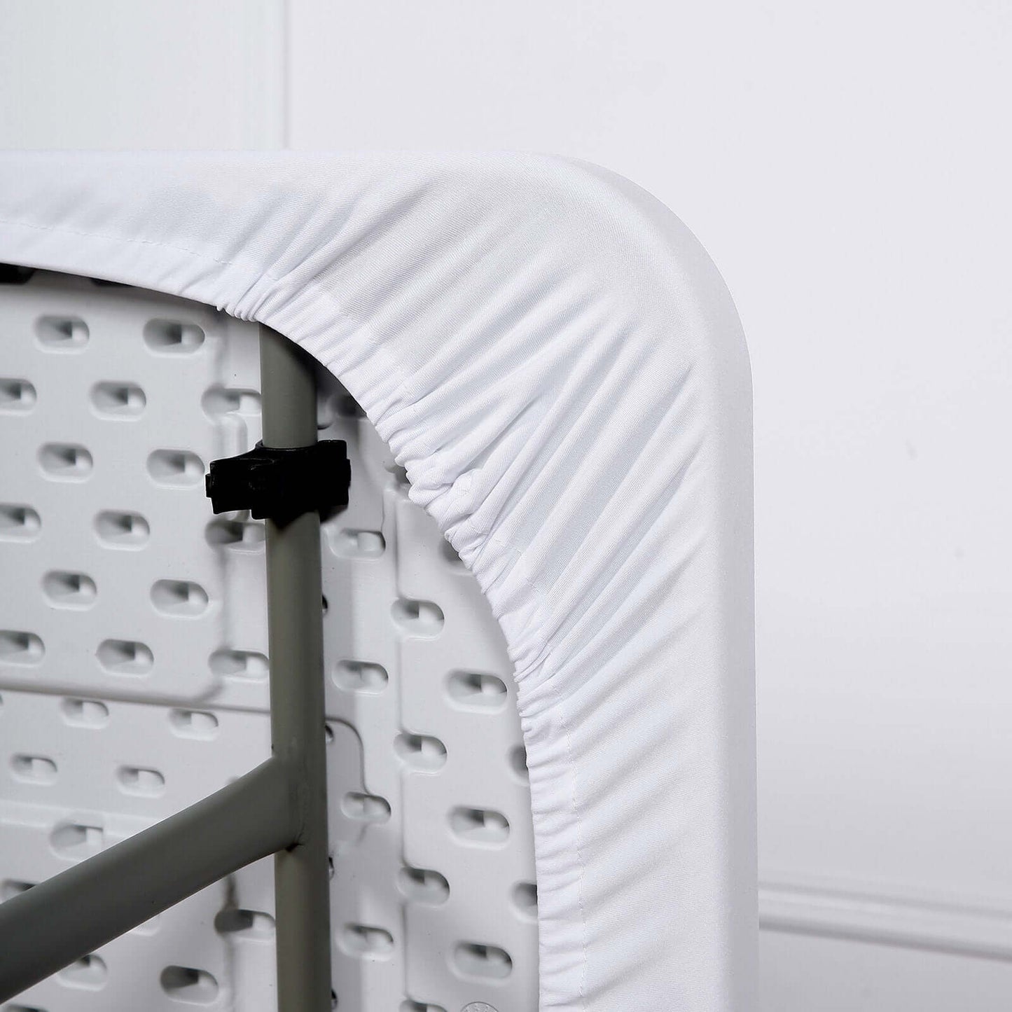 Spandex Rectangle 96"x30" Tablecloth Top Cover White - Stretchy, Wrinkle Free & Fitted Table Topper