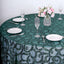 Tulle 120" Round Tablecloth Hunter Emerald Green - Seamless Sequin Leaf Embroidered Table Cover