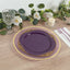 10-Pack Plastic 10" Round Dinner Plates in Purple with Gold Leaf Embossed Rim - Disposable Vintage Baroque Style Plates