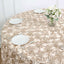 Satin 120" Round Tablecloth Beige - Grandiose 3D Rosette with Seamless Finish Table Cover