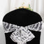 5 Pack Chair Sashes with Wave Embroidered Sequins White/Black 6"x88" - Stylish Glittering Decor for Weddings