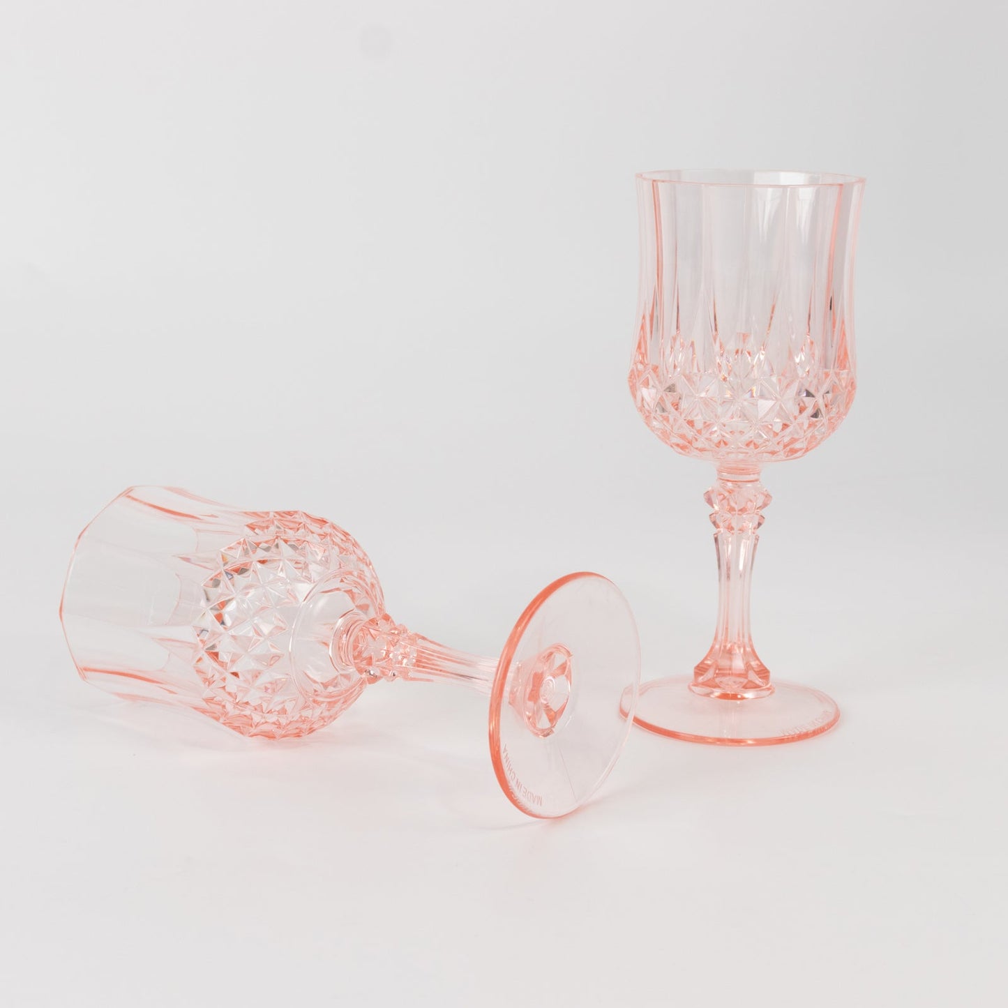6-Pack Plastic Cocktail Goblets Transparent Blush Crystal Cut - Shatterproof Drinkware 8oz