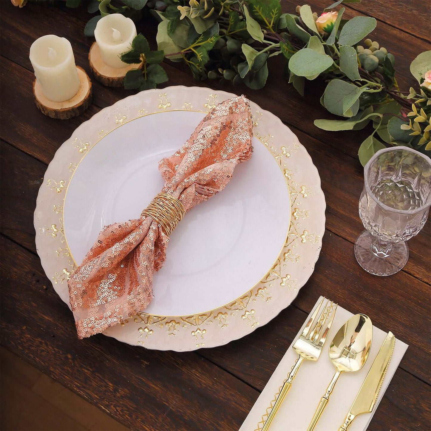 Sequin Napkins 20"x20" Blush - Diamond Pattern Reusable Napkin