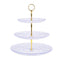 3-Tier Acrylic Cupcake Stand Clear - Sturdy Dessert Serving Tray Platter with Gold Top Handles for Classy Special Occasions & Dessert Buffets 12"