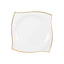 10-Pack Plastic 10" Square Dinner Plates in White with Gold Wavy Rim Modern - Disposable Party Plates for Luxe Events & Banquets