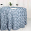 Satin 120" Round Tablecloth Dusty Blue - Grandiose 3D Rosette with Seamless Finish Table Cover