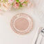 25-Pack Paper 7" Round Dessert Plates in Natural Burlap Print with Floral Lace Rim - Disposable Rustic Appetizer Salad Plates for Farmhouse Weddings & Celebrations
