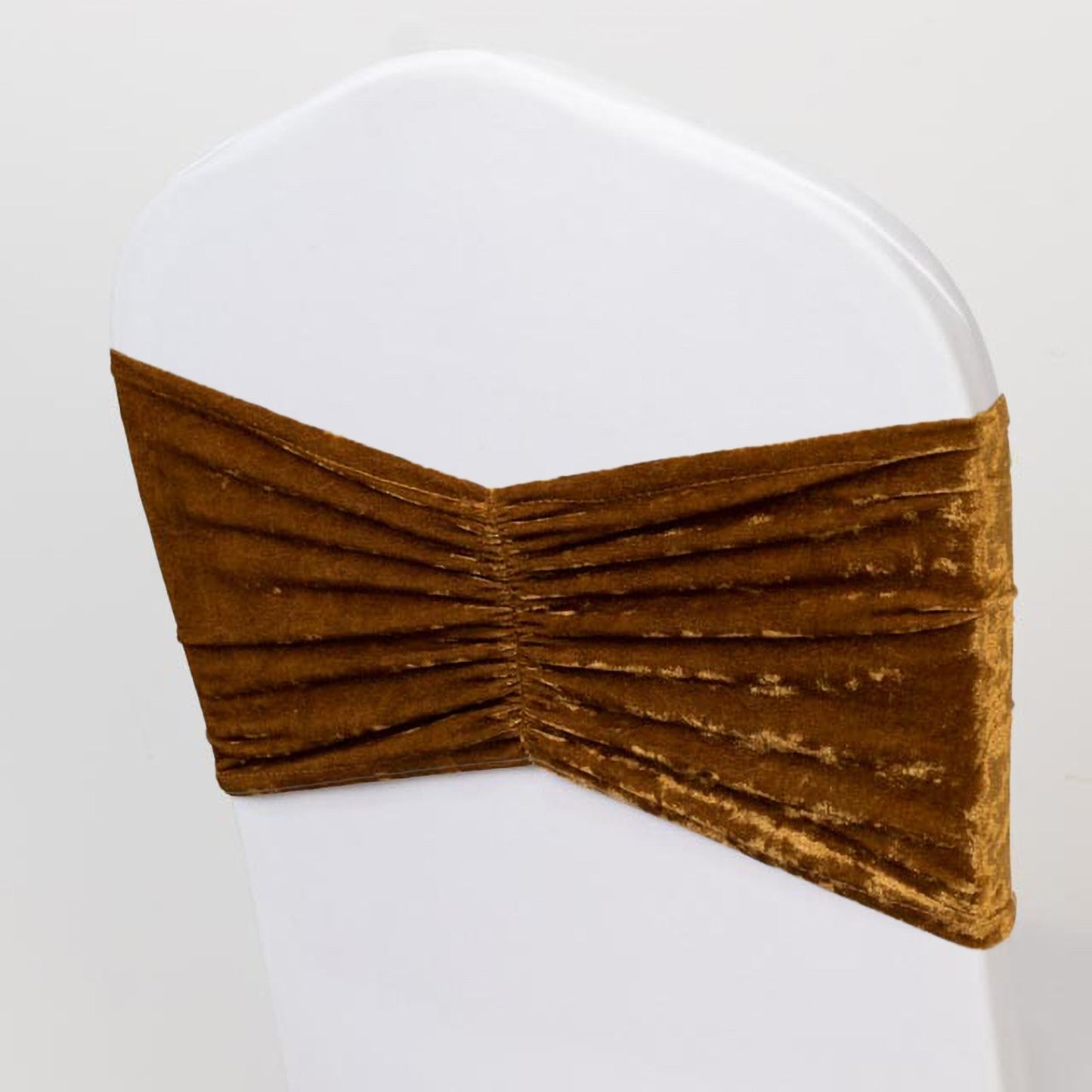 5 Pack Crushed Velvet Chair Bands Gold Wide Ruffle Style - Textured Chair Sashes for Stunning Event Decor - 8"x15"