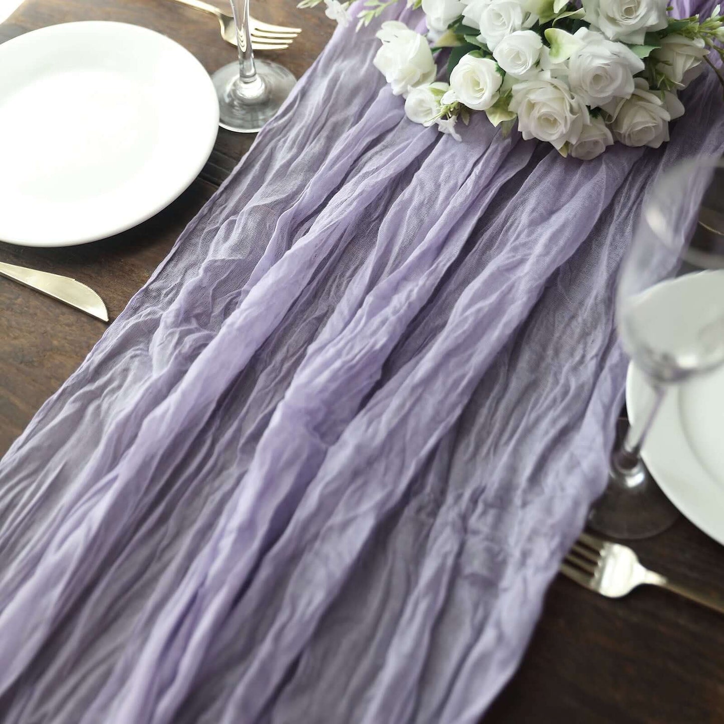 Gauze Cheesecloth 10ft Table Runner Lavender Lilac - Rustic Boho Style