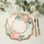 10-Pack Disposable Table Placemats in White with Peony Flowers Print & Rose Gold 13"