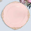 6-Pack Acrylic Round Charger Plates 13" in Blush with Gold Embossed Baroque Rim, Antique Decorative Dinner Party Charger Tableware