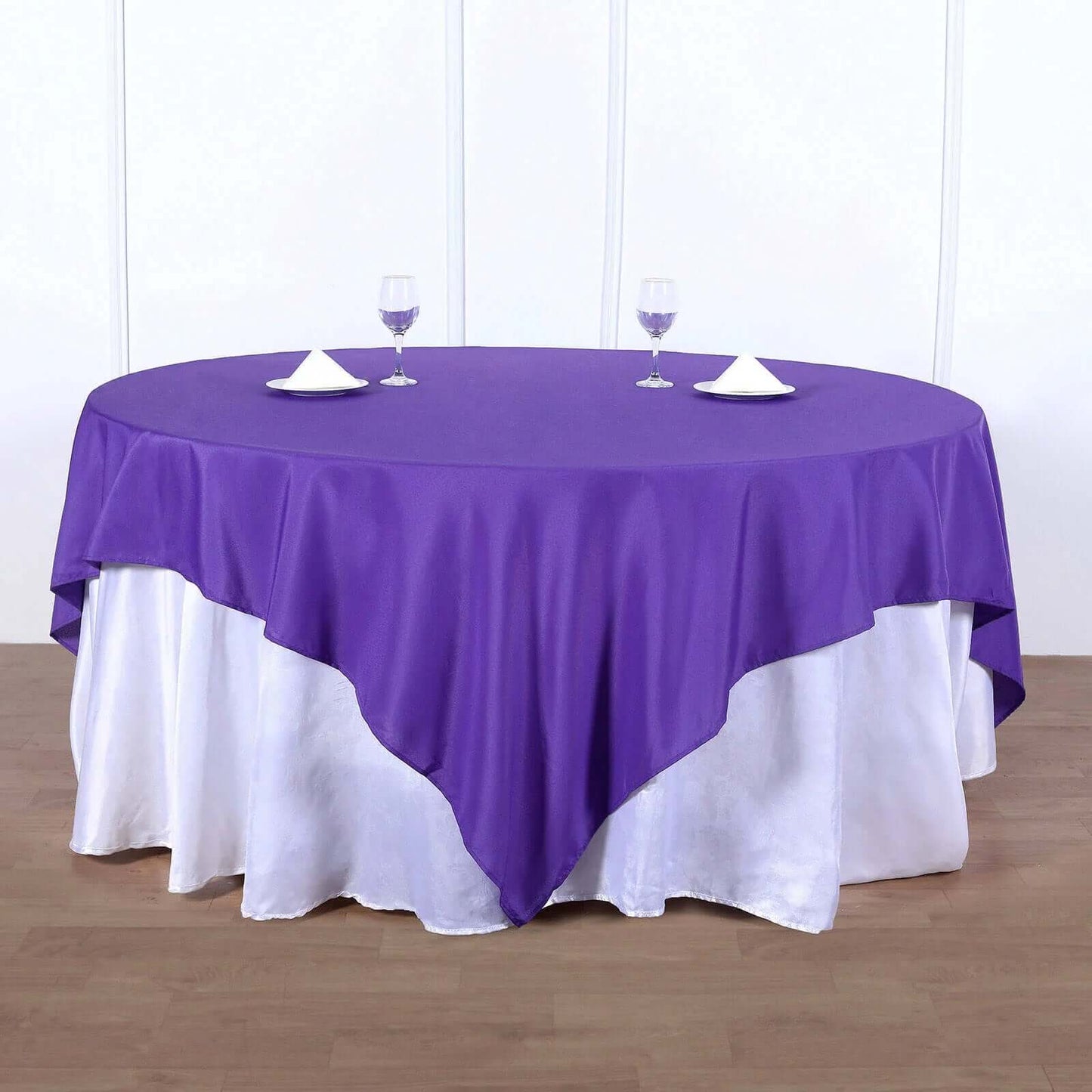 Polyester 90"x90" Table Overlay Square Tablecloth Purple - Wrinkle-Resistant & Durable Table Cover