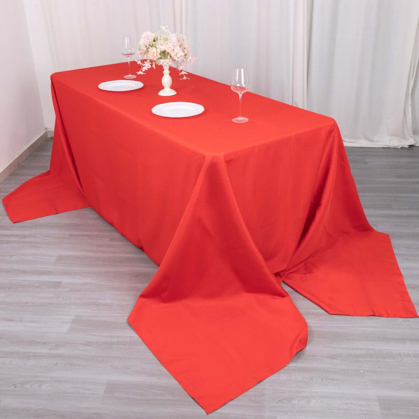 Premium Polyester 90"x156" Rectangle Tablecloth Red - Seamless 220GSM Stain-Resistant Table Cover