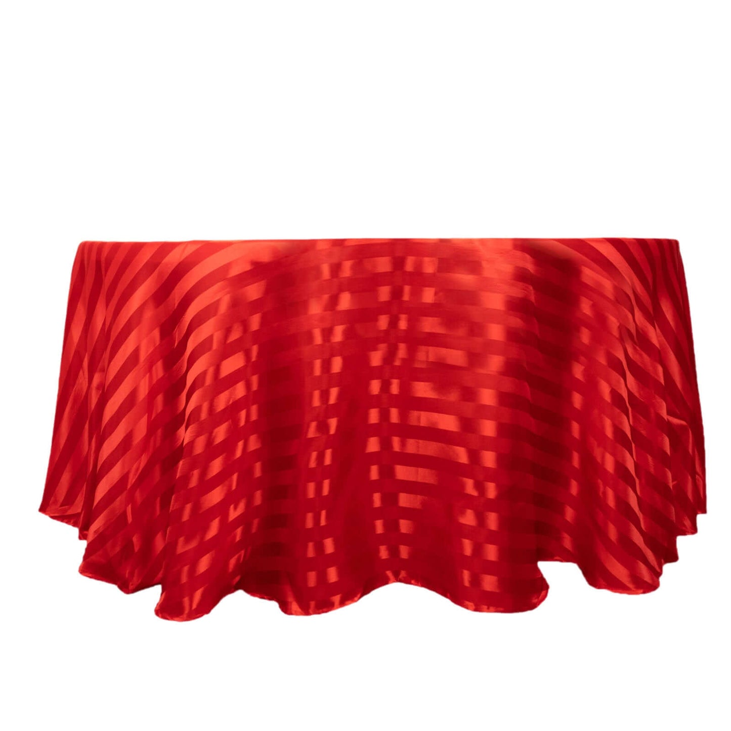 Satin Striped 120" Round Tablecloth Red - Silky Smooth Seamless Table Cover