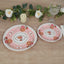 25-Pack Paper 7" Round Dessert Plates in Dusty Rose with Vintage Rose Flower Print - Disposable Appetizer Salad Plates