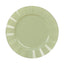10-Pack Plastic 11" Round Dinner Plates in Sage Green Ruffled Rim with Gold Edging - Sturdy Disposable Dinnerware